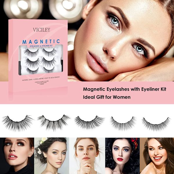 Ciglia Finte Magnetiche con Eyeliner Applicatore Kit 5 Paia Ciglia Finte Naturali Riutilizzabili Ciglia Magnetiche 3D Senza Colla Eyeliner Magnetico Liquido Impermeabile di Lunga Durata - immagine 6