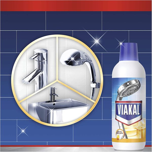 Viakal Anticalcare Detersivo Liquido per Cucina, 2 bottiglie da 700 ml, Adatto per Acciaio, Rimuove Sporco e Batteri, Azione Totale Sul Calcare, Brillantezza Duratura, Maxi Formato - immagine 3