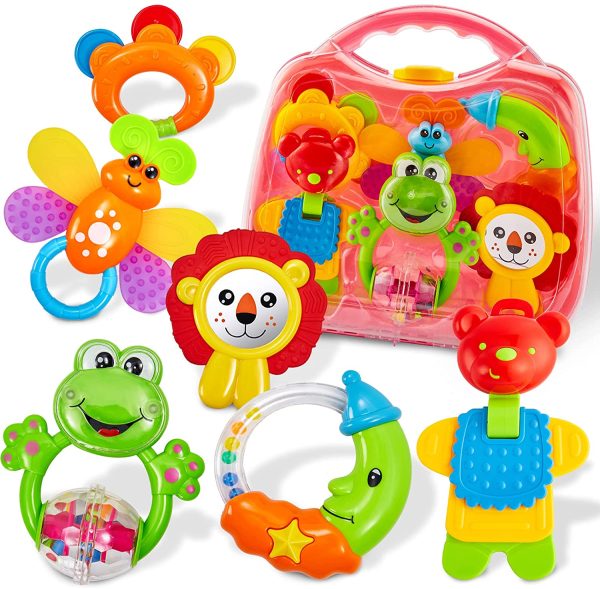 HERSITY Sonaglio Neonato, Giochi Neonato 3-6 Mesi Set Massaggiagengive, Giocattoli Dentizione Gengive Bimbi Baby Rattle Musicale Bambini Regalo - immagine 2