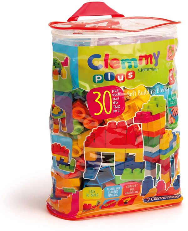 Clementoni Sacca Clemmy 30 Mattoncini, Multicolore, 14879