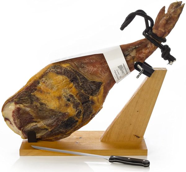 Prosciutto Spagnolo Serrano (Spalla) Riserva Semidisossato 4 - 4.5 Kg + Porta Prosciutto + Coltello - Jamon Serrano