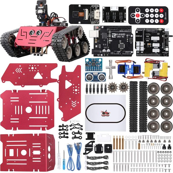 ELEGOO Carro Armato Car Kit Track Car Smart Robotic Car con Nano V4, sensore a ultrasuoni, ECC. Kit per Auto Giocattolo Robot Intelligente ed educativo per Studenti Arduino - immagine 4