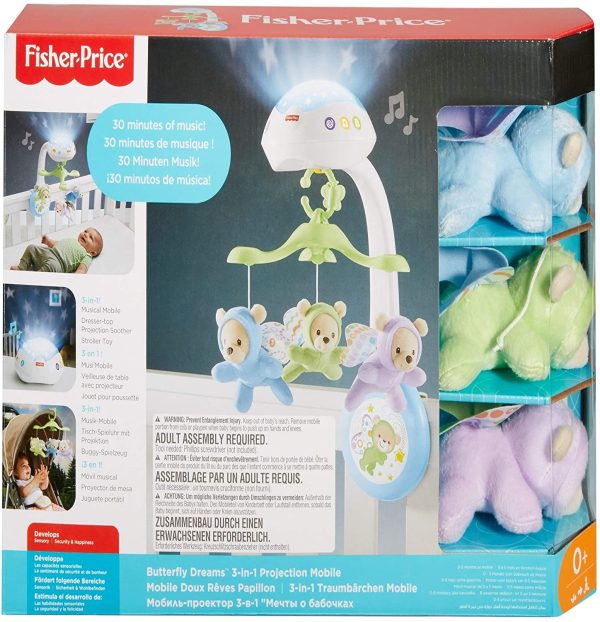 Fisher-Price Farfalla 3 in 1 Proiettore Mobile - Giocattolo per Culle e Lettini con Suoni e Luci - 3 Orsetti - Regalo per Bambini 0-5 Mesi - immagine 6