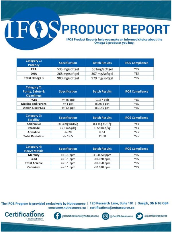 Olio di pesce - Omega 3 1000mg | L??unico Omega 3 IFOS certificato 5 stelle dal 2006 | Integratore Omega 3 con 800mg EPA e DHA per capsula | 90% Omega3 rTG Fish Oil | 30 capsule 1000mg - immagine 8