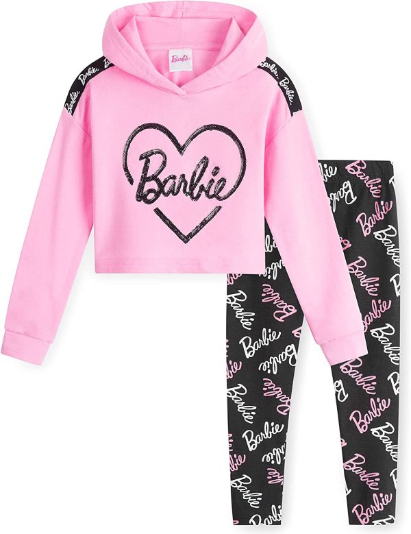 Barbie Felpe Ragazza, Abbigliamento Bambina in Cotone con Felpa con Cappuccio E Leggins, 4-14 Anni, Tute Merchandise Ufficiale, Idee Regalo Natale E Compleanno