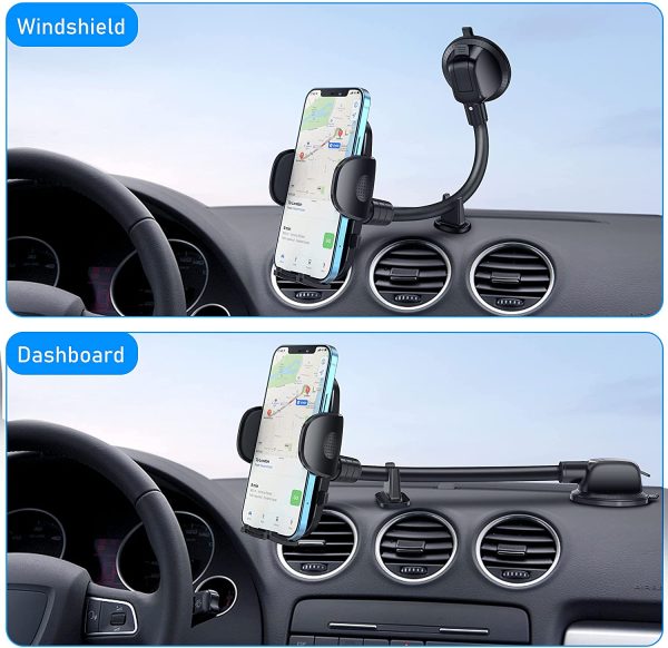 Blukar Supporto Cellulare da Auto, Universale Porta Cellulare Auto 360?? di Rotazione per Parabrezza e Cruscotto con Forte Ventosa e Lungo Braccio,Compatibile con iPhone, Galaxy, Huawei, Xiaomi - immagine 6