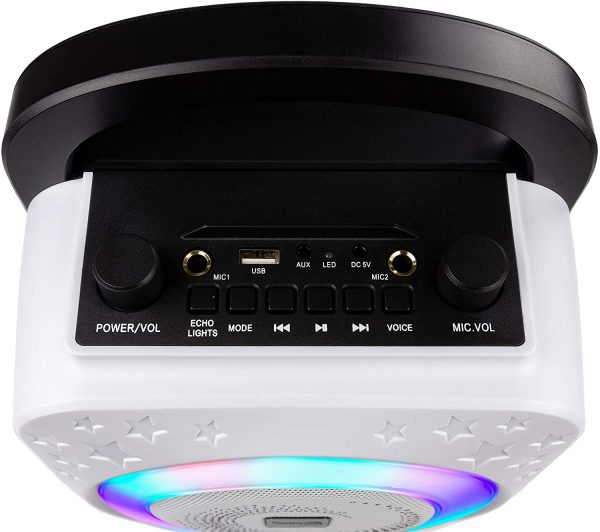 Macchina per karaok bluetooth ricaricabile a 10 watt Rockjam con due microfoni, effetti variabili e luci a LED - Nero - immagine 3