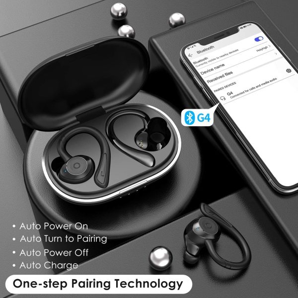 Cuffie Bluetooth Sport 5.0, Auricolari Bluetooth Sport Impermeabili IPX7 36 Ore, Auricolare bluetooth di Riproduzione Suono Stereo con Custodia di Ricarica - immagine 4