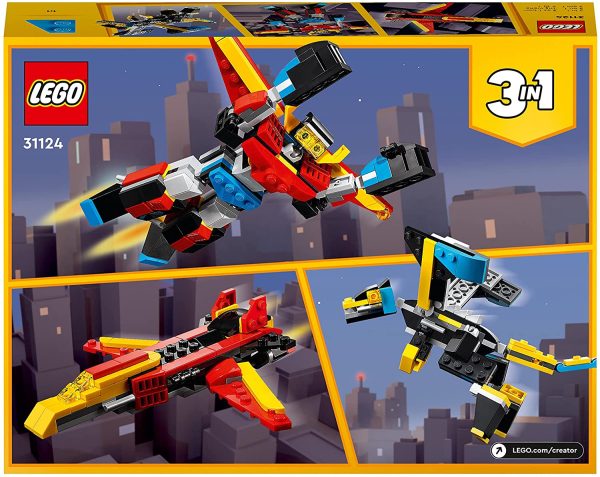 LEGO Creator 3in1 Super Robot, Set di Costruzioni in Mattoncini, Aereo e Drago Giocattolo per Bambini dai 6 Anni in su, con Parti Regolabili, 31124 - immagine 5