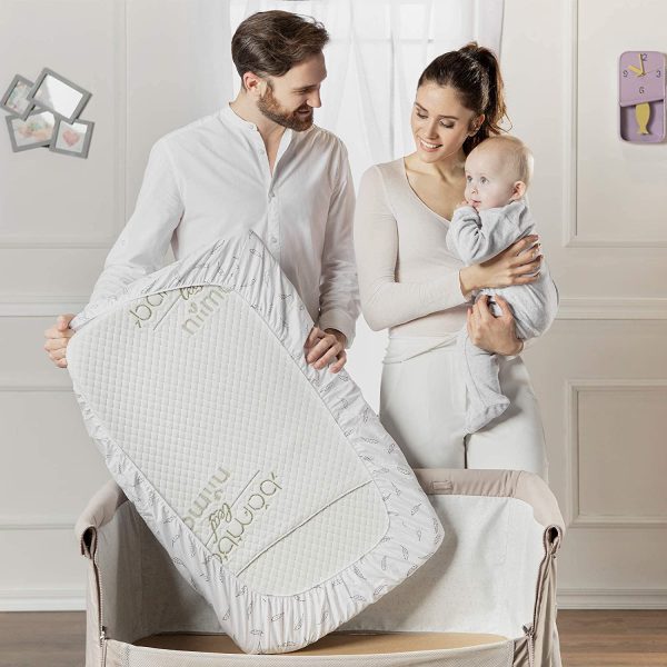 Niimo Lenzuola Compatibili Next to Me (Set 2pz) Lenzuola 100% Cotone Compatibile con culle cosleeping Chicco Lullago Kinderkraft UNO Cullami Cam Jane Babyside Brevi dimensioni 50x83 (Bianco+Bianco) - immagine 3