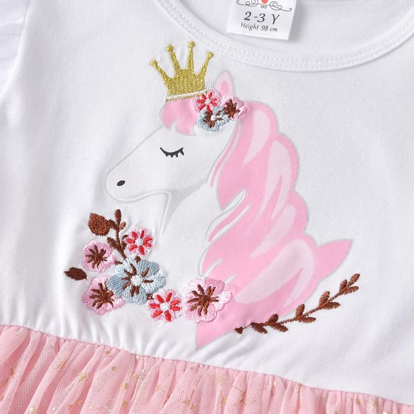 VIKITA Vestitos Bambina Principessa Unicorno Casuale Cotone Abiti - immagine 5