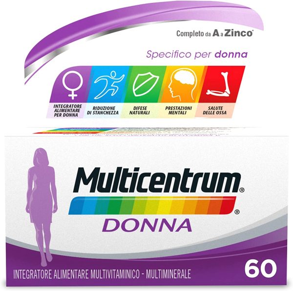 Multicentrum Donna Integratore Alimentare Multivitaminico-Multiminerale, con Vitamina D, Specificatamente Formulato per Combattere Stanchezza e Affaticamento per Donna, 60 Compresse - immagine 6