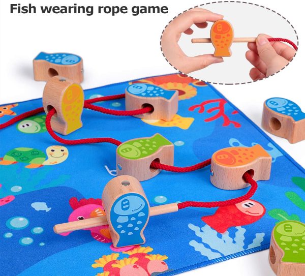 rolimate Gioco di Pesca Magnetico Giocattolo Impilabile in Legno, 4 in 1 Giochi Montessori Stacking Gioco dell Equilibrio, Giochi per attivit?? Motorie Miglior Regalo per 3 4 5+ Anni Ragazzo Ragazza - immagine 4