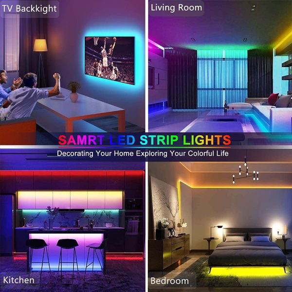 Striscia LED 10M, LED Striscia 5050 RGB Impermeabile IP65 Nastri LED, Bluetooth Musica Sync 20 Colori 21 Modalit?? 12V Luci LED Colorati con Controllo App e Telecomando per Camera, Bar, Festa, Cucina - immagine 10