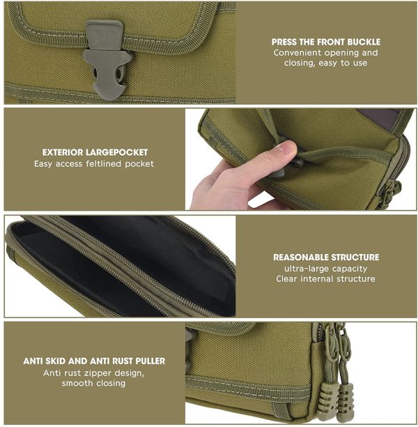 Sacchetti Tattici Mimetico Militare Molle Cintura Tattica Marsupio Portafoglio Esterno Borsa Pacchetto Utility Borsa edc per 6.5 '' Borsa da Caccia per Telefono (Army Green) - immagine 8