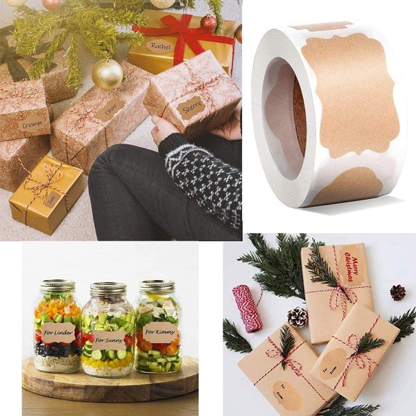 Etichette Personalizzate, 900 Pezzi Etichette Adesive in Carta Kraft di Carta Impermeabili, Impermeabili e Iutilizzabili, per Decorare Barattoli, Vino, Casa e Ufficio Tag, Decorazioni Regalo - immagine 4