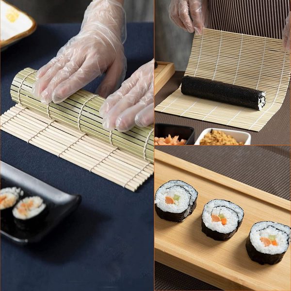 12 Pezzi Kit di Sushi Bamb?? Kit Fare Sushi Bamb?? Kit Completo in Bamb?? per Arrotolare Include 5 *Paia Bacchette 2 *Tappetini Arrotolare Sushi 2 *Piccolo Piatto 1* Spatola Riso 1* Paletta 1 *Sacco