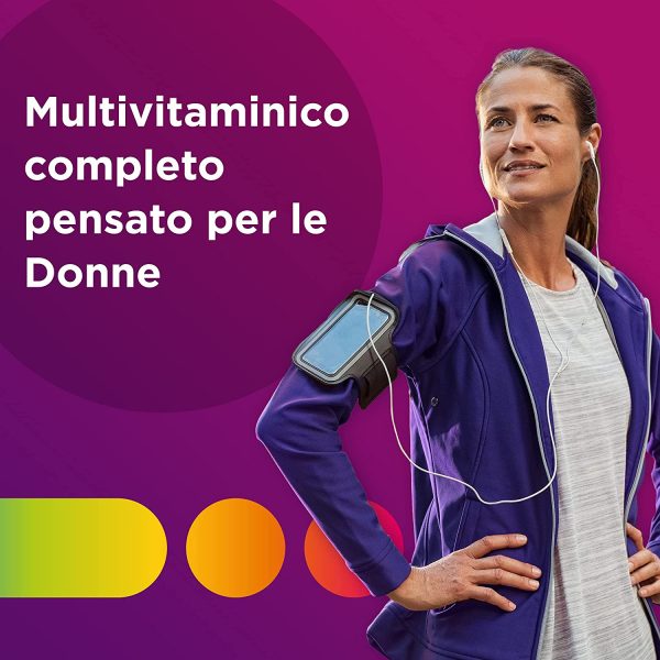 Multicentrum Donna Integratore Alimentare Multivitaminico-Multiminerale, con Vitamina D, Specificatamente Formulato per Combattere Stanchezza e Affaticamento per Donna, 60 Compresse - immagine 4