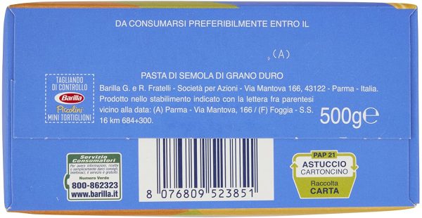 Barilla Pasta Mini Tortiglioni Piccolini, Pasta Corta di Semola di Grano Duro 100% Italiano, 500 gr - immagine 2