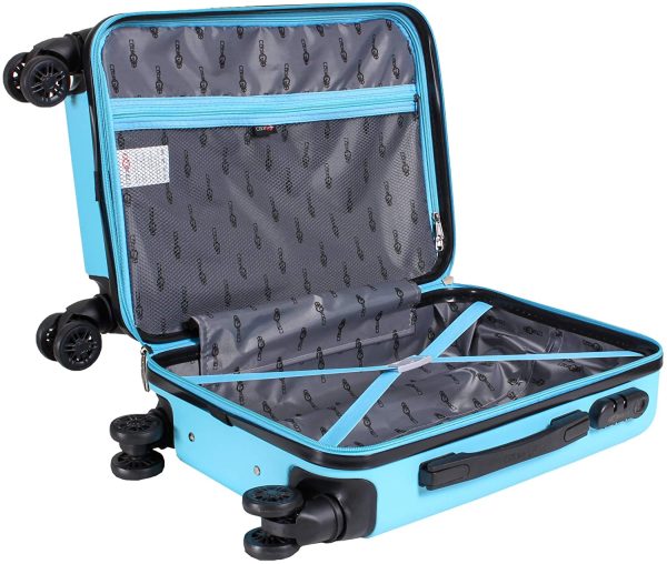 CABIN GO MAX 5508 Valigia Trolley ABS, bagaglio a mano 55x37x20, Valigia rigida, guscio duro e antigraffio con 8 ruote, Ideale a bordo di Ryanair, Alitalia, Air Italy, easyJet, Lufthansa AZZURRO - immagine 2