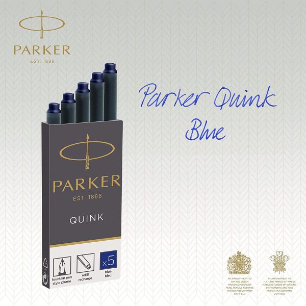 PARKER Quink Ricariche per Penne Stilografiche, Cartucce Lunghe, Blu, Confezione da 5 - immagine 5