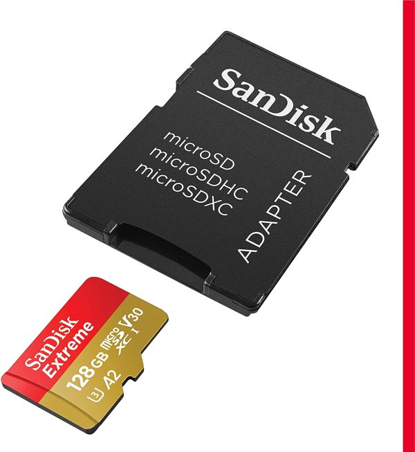 Extreme Scheda Di Memoria microSDXC Da 128 GB E Adattatore SD, Rosso Oro - immagine 6