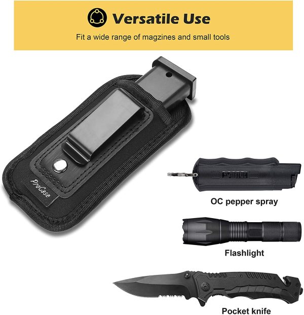 Procase Porta Caricatore per Pistole[2 Pezzi], Porta Caricatore per Nascosto per Riviste a Doppio o Singolo Stack per Glock 19 43 17 sig Springfield XD Ruger .40 /.45 ?CNero - immagine 4