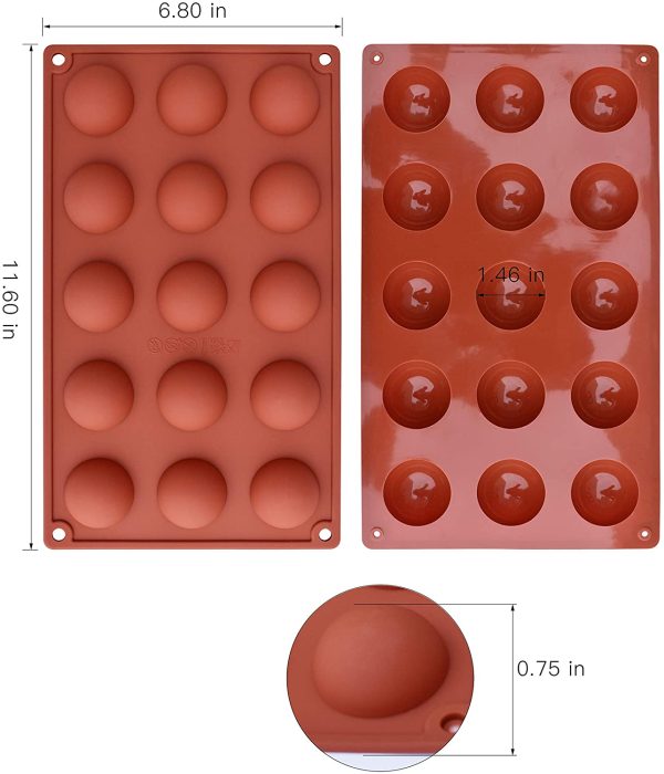 homEdge Stampo in silicone a semisfera da 15 cavit?? piccola, confezione da 3 stampi da forno per fare cioccolato, torta, gelatina, mousse a cupola - immagine 4