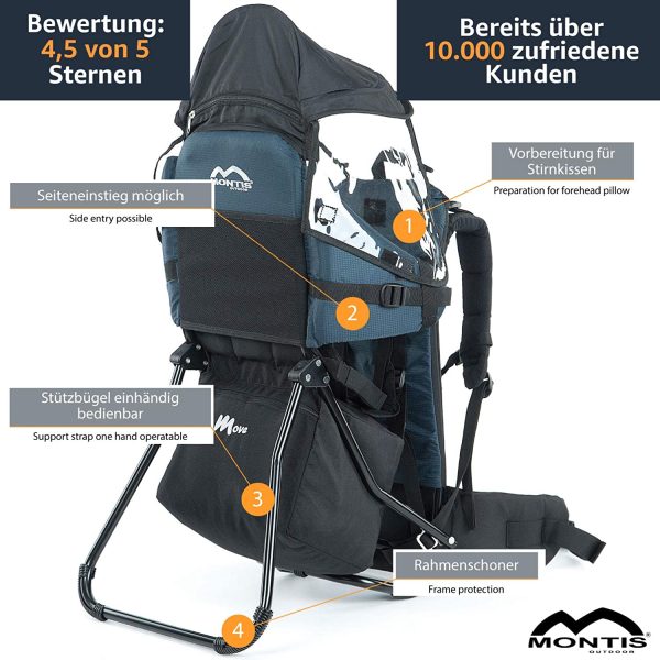 MONTIS MOVE, zaino porta bimbo, fino a 25 kg, 2180 g, blu - immagine 4