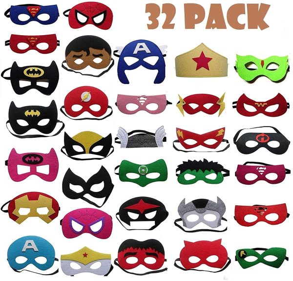 TATAFUN Maschere di Supereroi , Maschere Feltro Superhero Mask con Corda Elastica Supereroi Maschere Cosplay Maschere per Bambini Adulti Mascherata per Feste Mascherine 32 Pezzi - immagine 6