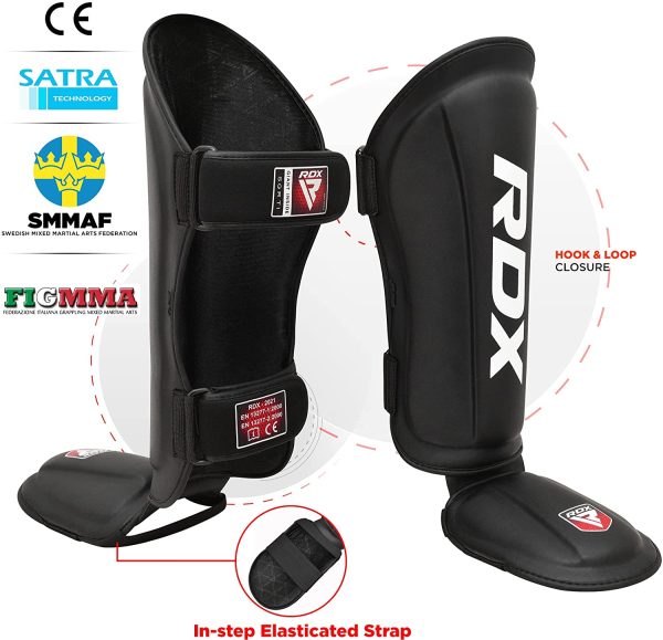 RDX Paratibia Kick Boxing Muay Thai, Approvato da SMMAF, Maya Hide Pelle Protettivo Paratibie, Parastinchi Piedi Protezione Shin Guard per MMA Allenamento Sparring Arti Marziali Boxe Karat?? BJJ, Uomo - immagine 4