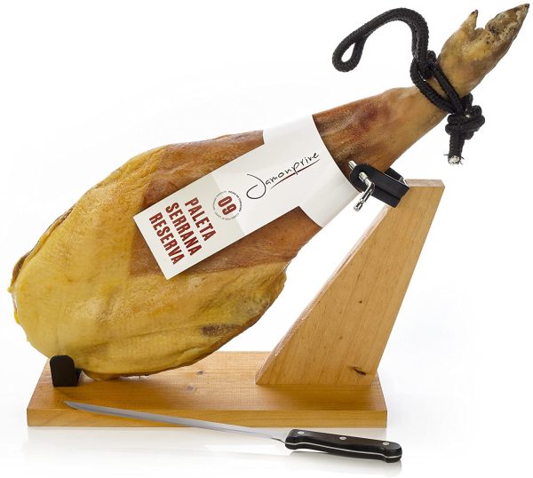 Prosciutto Spagnolo Serrano (Spalla) Riserva + Porta Prosciutto + Coltello 4.5 - 5 Kg - Jamon Serrano Crudo - immagine 5