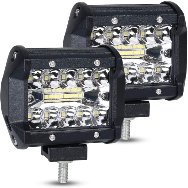 Faro da Lavoro LED, 2 Pezzi Faretti Fendinebbia 4"60W, 6000K Fari LED Impermeabile Fuoristrada Barra per MOTO SUV ATV UTV Camion - immagine 4