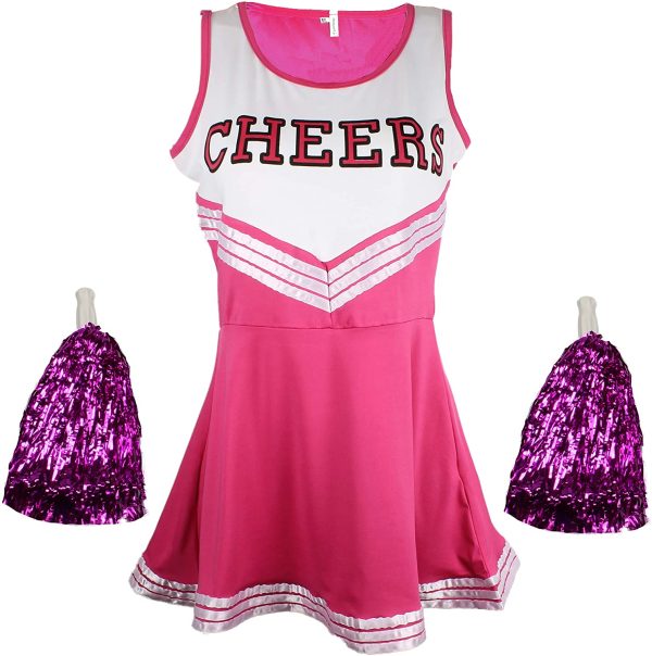 Uniforme da cheerleader con pompon, 6 colori e 5 taglie disponibili - immagine 2