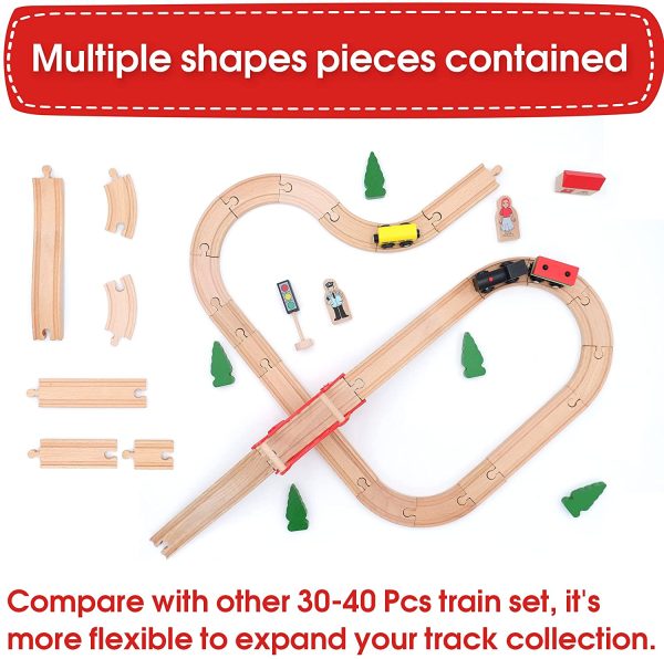 Tiny Land Pista Treno in Legno, Set Ferrovia in Legno (39 pcs) - immagine 8