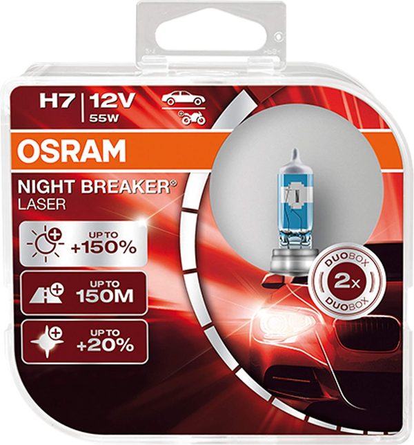 Osram Night Breaker Laser H7 64210NL-HCB next generation, +150% di luce, lampada da proiettore , 12V duo box (2 lampade) - immagine 7