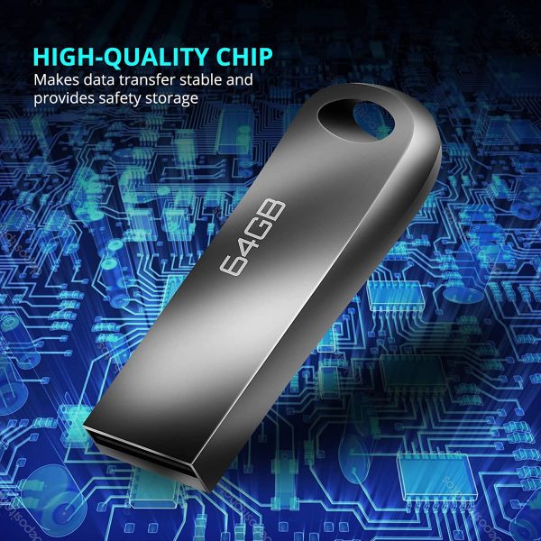 Chiavetta USB 64 GB,  Pendrive 64gb Portatile Pennetta USB 64 Giga Impermeabile USB Flash Drive 64giga Memoria Esterna per PC, Laptop, Smart TV, Auto Ecc (Grigio) - immagine 5