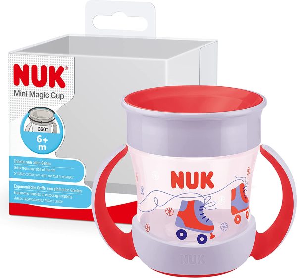 Nuk Mini Magic Cup Bicchiere Salvagoccia, 160 ml, Rosso (Pattino a Rotelle) - immagine 6