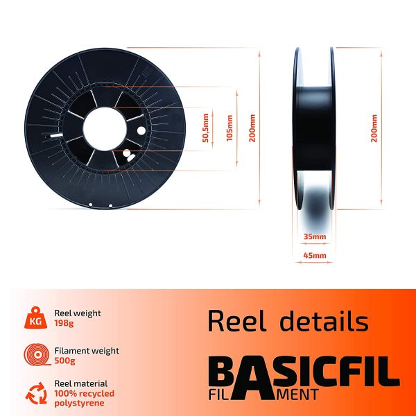 Basicfil 175PLA500ORANGE, Filamento per Stampante 3D, 1, 500 gr, Arancione - immagine 4