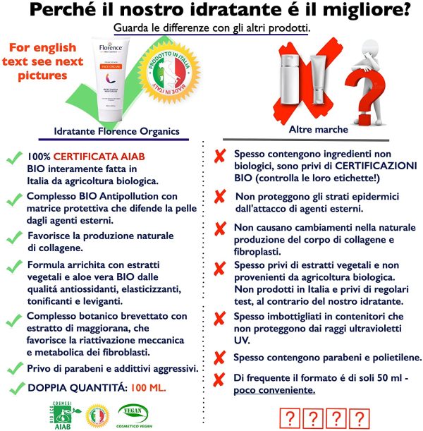 100ml. Crema Viso BIO Con noti Agenti Antirughe ed Antiet?? all'Acido Ialuronico Puro 100%. Crema Idratante Notte. Contorno Occhi alla Vitamina C/E ed Aloe Vera. Illuminante Viso Vegano Made in Italy - immagine 2