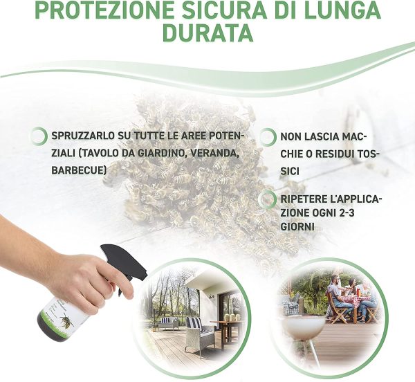 RepellShield Repellente Spray Vespe Api Naturale - Repellente Vespe Esterno e Nido Vespe - Repellente per Vespe e Calabroni a Lunga Durata - Alternativa Bio all'Insetticida Vespe e Calabroni, 250ml - immagine 3