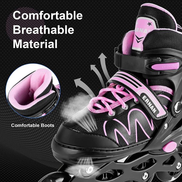 Pattini in Linea per Bambini Idee Regalo Bambini Compleanno, Regolabile Pattini a Rotelle con Ruote Illuminanti, Traspiranti e Confortevoli Rollerblades per Ragazzi Ragazze - immagine 2