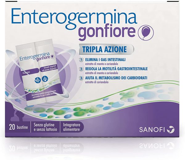 Enterogermina Gonfiore, Integratore Alimentare, Probiotici, Gonfiore Addominale, 20 Bustine - immagine 3