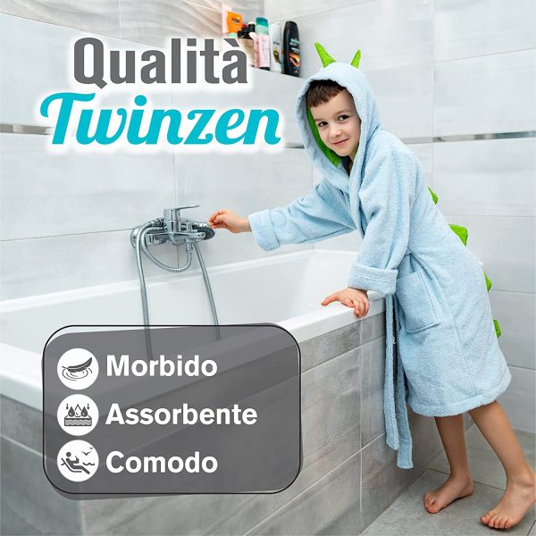 Twinzen - Accappatoio Unicorno - Ragazza e Ragazzo - Senza Prodotti Chimici Oeko-Tex? - 100% Cotone - Accappatoio Doccia e Vestaglia Bambini - immagine 2