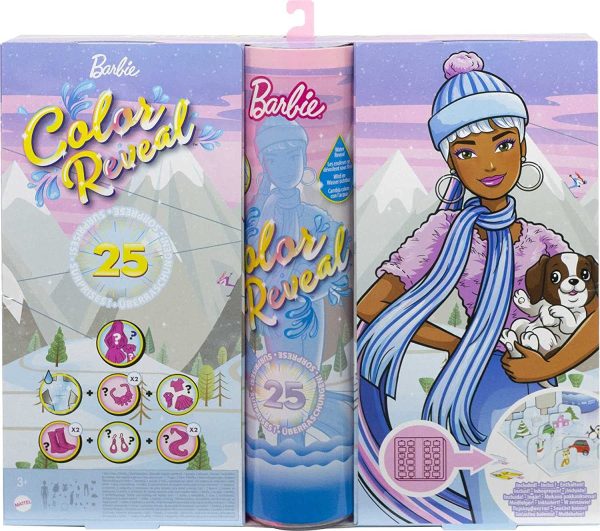 Barbie - Calendario Dell'Avvento Color Reveal con 25 Sorprese, Tra Cui 1 Bambola e 1 Cucciolo, HBT74 - immagine 8