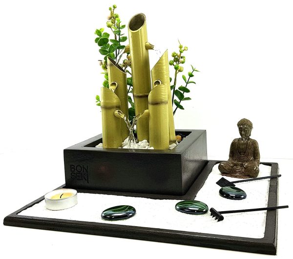 Bonseki? Fontana zen Elegance, Giardino zen da tavolo con fontanella, Personalizzabile, visualizza le opzioni. - immagine 3