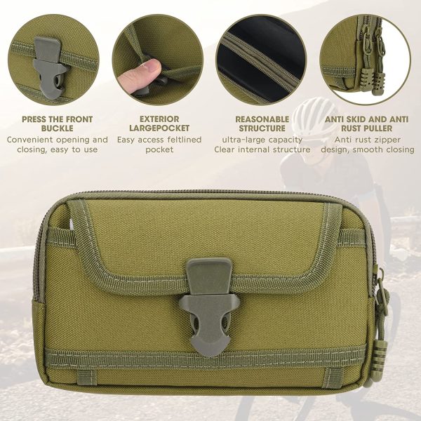 Sacchetti Tattici Mimetico Militare Molle Cintura Tattica Marsupio Portafoglio Esterno Borsa Pacchetto Utility Borsa edc per 6.5 '' Borsa da Caccia per Telefono (Army Green) - immagine 6