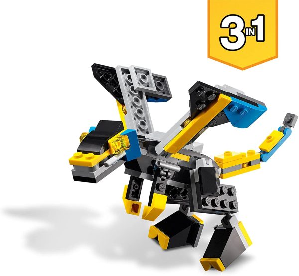 LEGO Creator 3in1 Super Robot, Set di Costruzioni in Mattoncini, Aereo e Drago Giocattolo per Bambini dai 6 Anni in su, con Parti Regolabili, 31124 - immagine 7