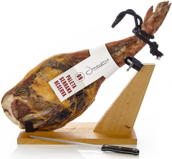 Prosciutto Spagnolo Serrano (Spalla) Riserva Semidisossato 4 - 4.5 Kg + Porta Prosciutto + Coltello - Jamon Serrano - immagine 6