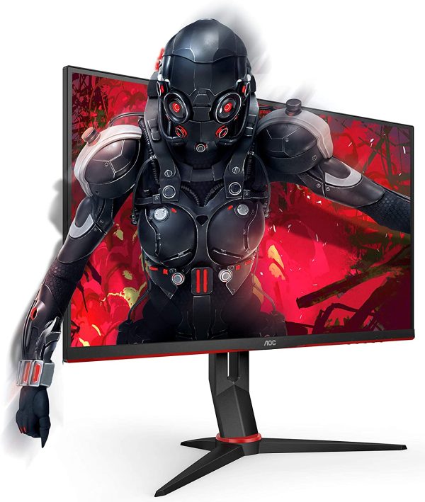 AOC 24G2U/BK Monitor da Gaming Flat 23.8" IPS, Frameless, FHD 1920 x 1080 a 144 Hz, Tempo di Risposta 1 msec/MPRT, 2 x HDMI, 1 DP, 4 x USB, Speaker, Regolabile in Altezza, FreeSync, Nero/Rosso